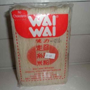 Wai-Wai brand Oriental style noodles (cholesterol free).