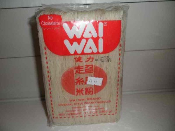 Wai-Wai brand Oriental style noodles (cholesterol free).