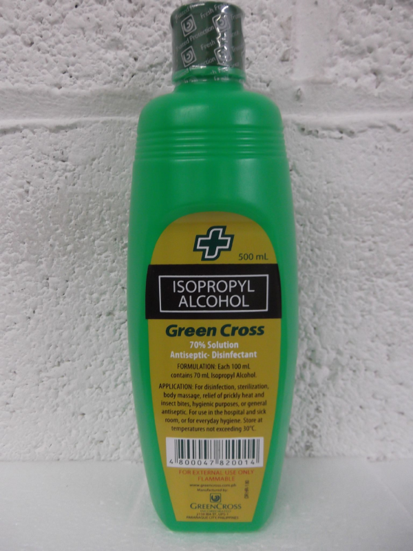 Green Cross Alcohol 500Ml.70% Solution Antiseptic-Desinfectant